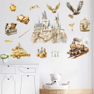 Magical Wizard Wall Stickers for Kids, Wizard Magic School Wall Stickers for Children Room, Magical Castle Removable Stickers for Baby Kids Nursery Girls Bedroom Living Room Playroom Wall Decoration