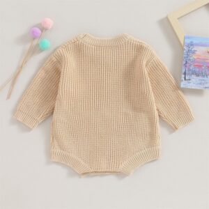 woshilaocai Baby Boy Girl Sweater Oversized Long Sleeve Romper Warm Crewneck Bodysuit Knitted Winter Clothes
