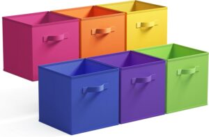 GRANNY SAYS 11 Inch Cube Storage Bins, Colorful Storage Cubes, Fabric Storage Bins for Shelves, Cubby Storage Organizer Bins, Toy Storage Bins for Kids Room, Play Room, Rainbow, 6-Pack