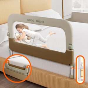Bed Guard Rail for Toddlers – 32″ Adjustable Heights & Folding up Portable Bed Railing for Baby – Toddler Bed Rails Guard for Crib, Twin, Bunk,Full Size, Queen & King Bed