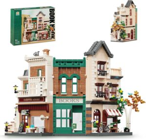 QLT Book Nook Building Set with LED, Modular Building Block Sets Compatible with LegoIdeas Modular Building Sets (1194 Pcs), Bookend Adult Building Set for Adults and Kids