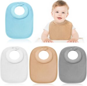 4 Pcs Baby Feeding Bibs for Drooling and Teething Comfi Neck Baby Bib with Padded Collar Absorbent