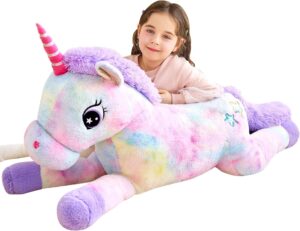 IKASA Giant Unicorn Stuffed Animal Plush Toy,Large Cute Jumbo Soft Toys,Huge Big Size Plushy Fluffy Fat Oversized Plushie,Gifts for Kids Girls Boys Girlfriend (Multicolored, 43 inches)