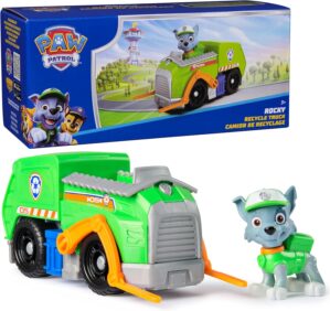 Paw Patrol, Rocky’s Recycle Truck, Toy Vehicle with Collectible Action Figure, Sustainably Minded Kids Toys for Boys & Girls Ages 3 and Up