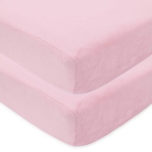 American Baby Company 2 Pack Heavenly Soft Chenille Fitted Crib Sheet 28″ x 52″, Warm and Cozy Neutral Chenille Sheet, Pink, for Boys and Girls, Fits Crib and Toddler Bed mattresses