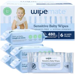 EWG-Verified Premium Baby Wipes, 99% Water-Based, Plastic-Free, Ultra-Soft Plant-Based Wipe, Chlorine/Alcohol-Free, pH-Balanced, Hypoallergenic Cruelty-Free with Durable Flip-Top Lid 480-Ct