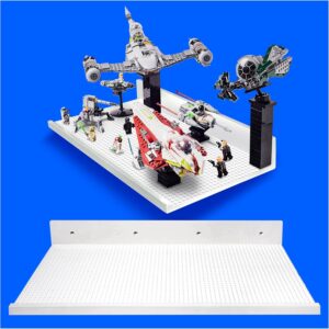 XL Shelves Floating Shelves for Building Block Display – Compatible as a Lego Display Shelf – Floating Shelves for Wall – Works with Major Building Blocks – White, 2-Pack