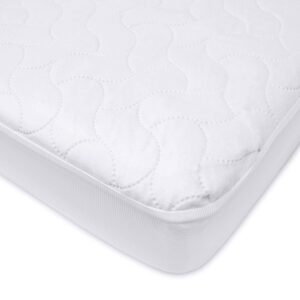 American Baby Company Waterproof Fitted Crib and Toddler Mattress Protector, Quilted and Noiseless Crib & Toddler Mattress Pad Cover, White, 52″x28″x9″