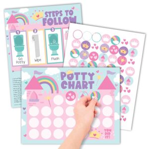 Hadley Designs Princess Potty Training Chart for Toddler Girl – Potty Training Sticker Chart for Girls, Sticker Chart for Kids Potty Training Reward Chart, Kids Reward Chart