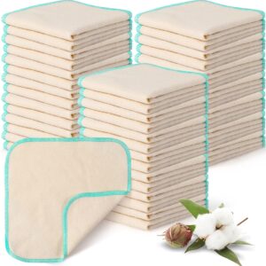 meekoo 45 Pcs Unbleached Flannel Cloth Baby Wipes Reusable Baby Diapers Wipes 8 x 8 Inch Soft and Sturdy Washable Natural Cloth Tissues Outer Stitching(Blue)