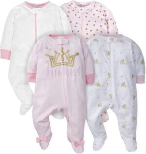 Gerber Baby Girls’ 4 Pack Sleep ‘N Play Footie