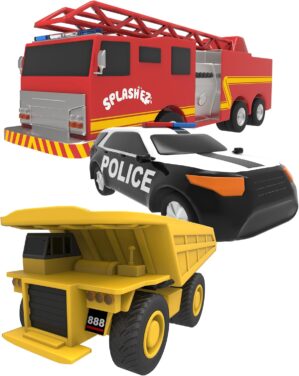 SplashEZ Mold Free Bath Toys for Babies & Toddlers, Car No Hole Bath Toys for Kids, Toddler Gift, No Mold Bathtub Water Vehicles Set for Kids, Pool, BPA-Free, Safe, Fun, Infant Ages 1 3 6 12 18 Months