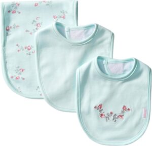 Little Me Baby Boys and Girls 100% Cotton 3-Piece Bib and Burp Sets, 2 Bibs and 1 Burp Cloth