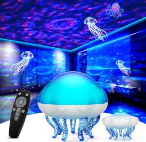 【2 in1】Jellyfish Galaxy Light Projector for Bedroom Decor, Night Light for Kids Room Decor, Star Projector,Cute Lamp, Remote Control & Timer,Ceiling Night Light Projector for Birthday Christmas Gifts