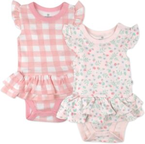 HonestBaby Multipack Short Romper Sets and Dresses 100% Organic Cotton for Infant Baby and Toddler Boys, Girls, Unisex