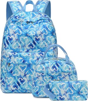 Bluboon Teens Backpack Set Girls School Backpack Lunch Box Pencil Bags Student Bookbags 3 in 1