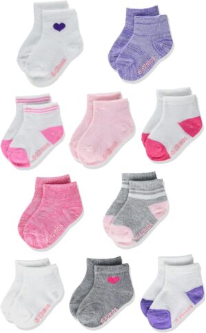 Hanes Baby and Toddler, Non-Slip Grip Ankle Socks, Boys’ and Girls’, Multipacks