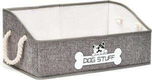 Collapsible Fabric Dog Toy Box and Storage Bin With Handle – Trapezoid Basket Chest Organizer for Pet Toys, Blankets and Accessories