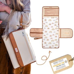 Portable Diaper Changing Pad — Non-Toxic, Oeko-TEX Certified – Designer Baby Changing Pad Portable Changing Pad for Baby, Foldable, Waterproof, Wipeable, Smart Travel Changing Pad (Standard)