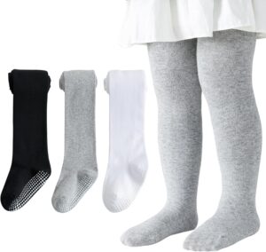 Marchare Baby Girls Tights Thick Cotton Solid Leggings Winter Warm Stockings With Non Slip Grips