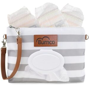 Bumco Diaper Clutch – Portable Wipes Dispenser & Baby Travel Essentials, Airtight Refillable Wipes Container