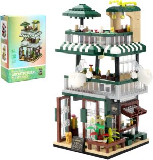 Street View Mini Building Blocks Coffee House Shop Store Building Kit Simulation Construction Educational Creative Toy for Boys Girls Age 8+ 1025 pcs