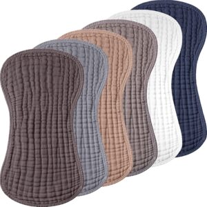 Frienda Muslin Burp Cloths 6 Pack Cotton Large 20”x 9” Extra Absorbent and Soft Baby Burping Cloth for Baby Boy Girl Unisex(Dark Colors)