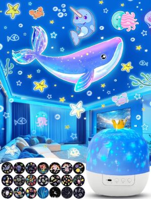 21 Sets of Films + Projector Night Light for Kids, Baby Night Light Projector for Bedroom, Ceiling, Star Projector with 360° Rotation Dimmable for Kids Girls, Birthday, Christmas, Nursery, Room Decor