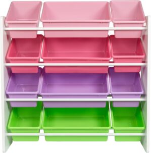 HoneyCanDo Kids Toy Storage Organizer With Bins, Pastel