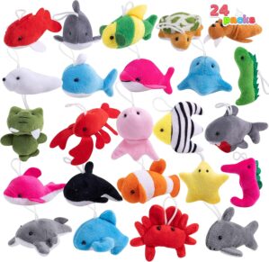 JOYIN 24 Pcs Mini Sea Animal Plush Toys, 3” Stuffed Sea Animal Bulk for Kids Birthday Party Favors, Basket Stuff, Pinata Fillers, Goodie Bag Fillers, School Prizes, Valentine’s Day Party Supplies