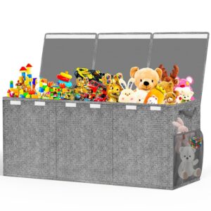 Extra Large Toy Box, Toys Chest for Toddlers with Lids, Collapsible Toy Storage Organizer, Kids Bin Boxes Storage Basket for Boys, Girls, Nursery, Living Room, Playroom, 40″x14″x16″, Gray