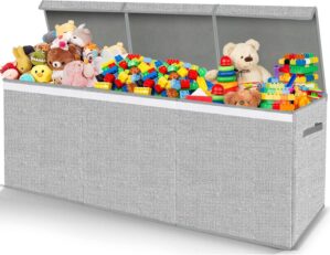 Extra Large Toy Box for Girls Boys – Collapsible Kids Toy Chest Boxes Organizers and Storage for Livingroom,Playroom,Closet 35.8″x12.6″x16″(Grey)