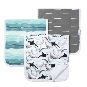 Copper Pearl Premium Baby Burp Cloths – 3-Pack Large Cotton Burp Cloths, Extra Soft Spit Up Rags with 3 Absorbent Layers, Perfect for Baby Boy Gifts (21″ x 10″ Size, Kai Set)