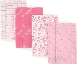 Luvable Friends Unisex Baby Cotton Flannel Burp Cloths, Love, One Size