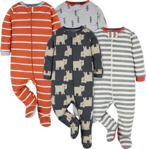 Onesies Brand Baby Boys’ 4-Pack Sleep ‘N Play Footies