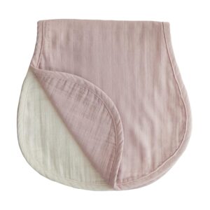 mushie Muslin Baby Burp Cloths | 100% Organic Cotton, Set of 2 (Blush/Fog)