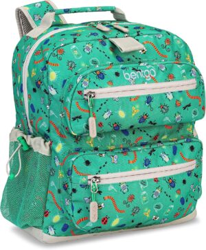 Bentgo Kids Backpack – Lightweight 14” Backpack in Fun Prints for School, Travel, & Daycare, Ideal for Ages 4+, Roomy Interior, Durable & Water-Resistant Fabric, & Loop for Lunch Bag (Bug Buddies)