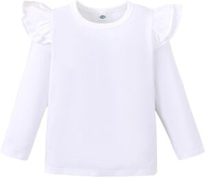 Magic Park 12M-7Y Baby Girl Blouse Toddler Ruffle T-Shirts Kids Girl Solid Color Tee Casual Tops for Girls