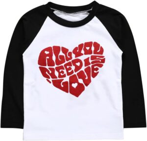 Big Sister Shirt for Toddler Girls Love Heart T-Shirts Raglan Long Sleeve Cotton Tops Birth Clothes 2-8 Years