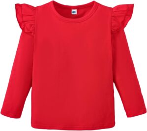 Magic Park 12M-7Y Baby Girl Blouse Toddler Ruffle T-Shirts Kids Girl Solid Color Tee Casual Tops for Girls