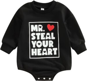 FYBITBO Baby Girl Boy Crewneck Sweatshirt Bubble Romper Long Sleeve Shirt Onesie Valentines Outfit Fall Clothes