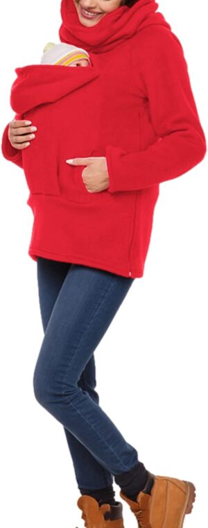 Women’s Kangaroo Sweatshirt for Mom and Baby Carrier Maternity Coat Fleece Jacket