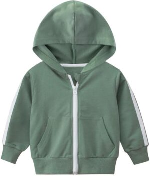 Baby Toddler Boys Girls Zip Up Hoodie Sweatshirt Unisex Cotton Hooded Jackets Coat Casual Fall Shirts Tops