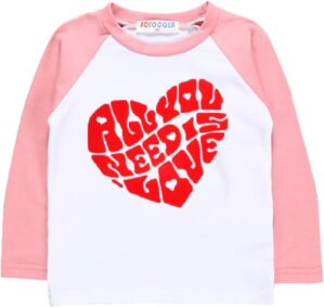 Big Sister Shirt for Toddler Girls Love Heart T-Shirts Raglan Long Sleeve Cotton Tops Birth Clothes 2-8 Years