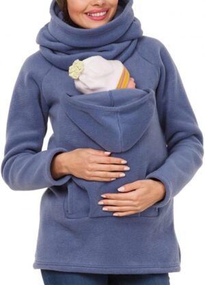 Women’s Kangaroo Sweatshirt for Mom and Baby Carrier Maternity Coat Fleece Jacket