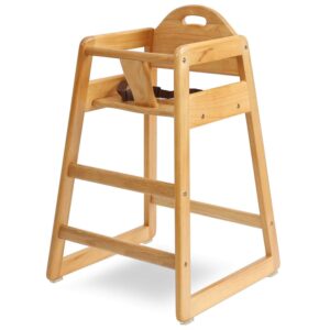 LA Baby Commercial Grade Stack-Able Solid Wood High Chair for Restaurant & Home Use – Natural