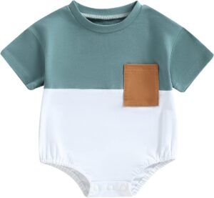 Infant Baby Boys Summer Romper Onesie Outfits Color Block Short/Long Clothes Cute Jumpsuits Casual Bodysuits