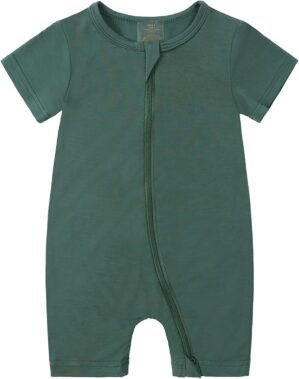Unisex Baby Short Sleeve Romper Rayon Zipper Summer Jumpsuit Sleep and Play