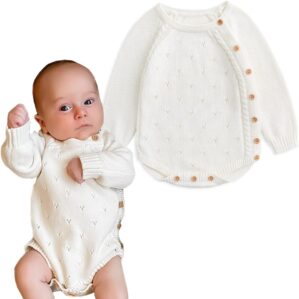 Simplee kids Baby Boys’ Girls’ Knitted Romper Jumpsuit Long Sleeve Onesie Bodysuits One Piece Outfits Sweater