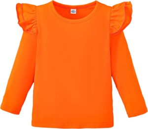 LYSMuch Toddler Baby Girls Long Sleeve Ruffle T Shirt Kids Casual Plain Solid Top Blouse T-Shirt Undershirt